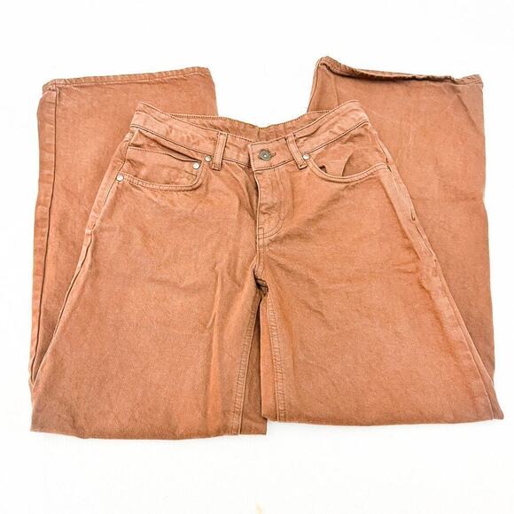 Ragged Priest Wide Leg Brown Denim Zip Up Jeans Size 24 - Picture 4 of 9